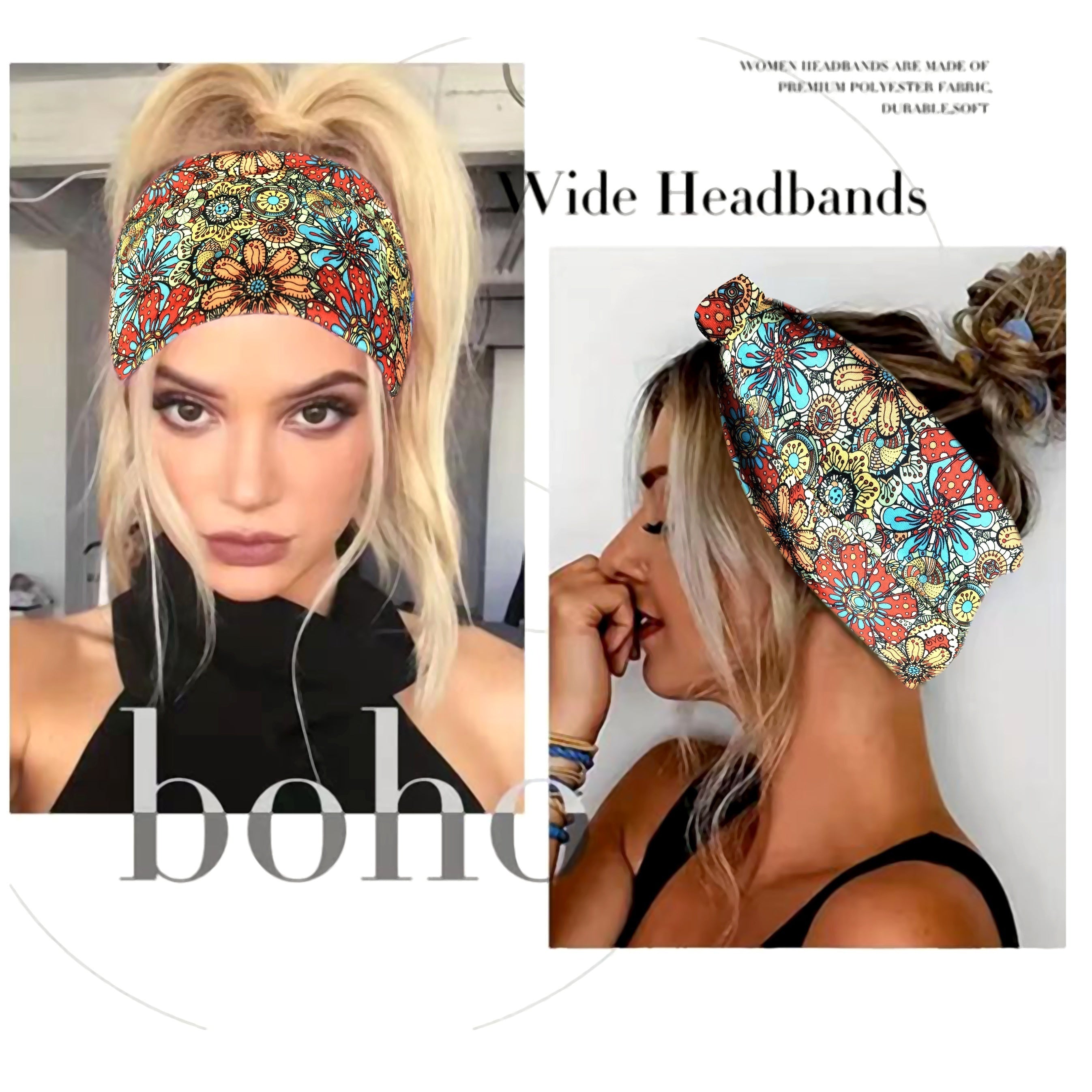 Vintage Colourful floral twisted headband with elastic turban design.