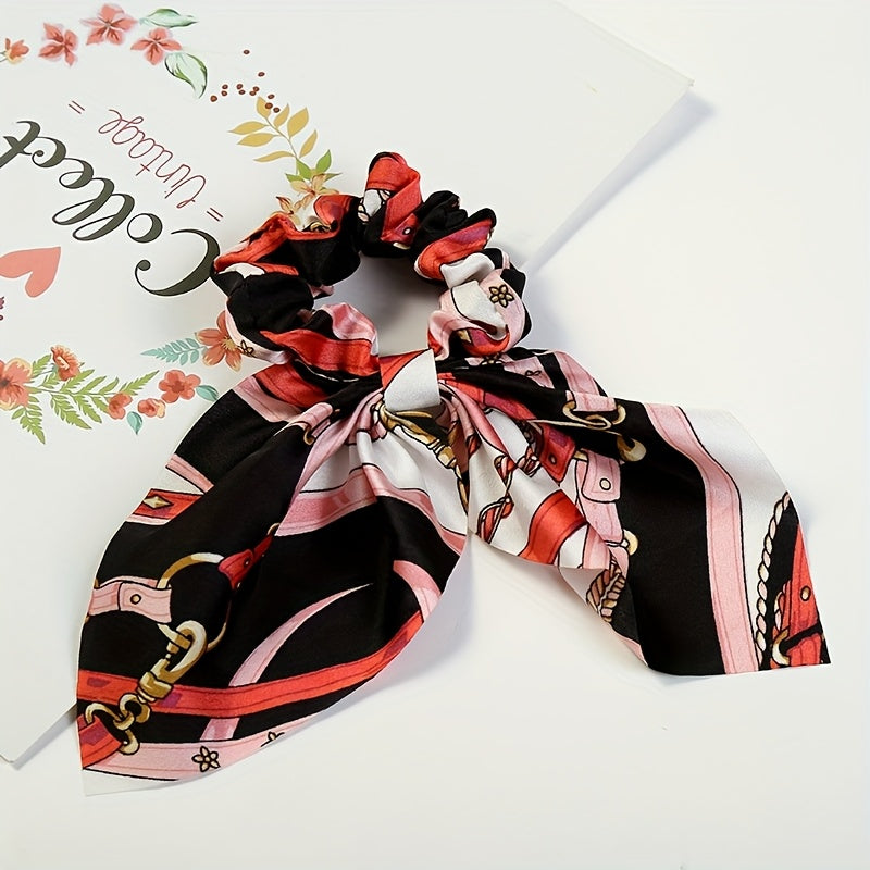 Set of 3 Satin Bow Scrunchies – Elegant Bohemian Hair Ties for Women