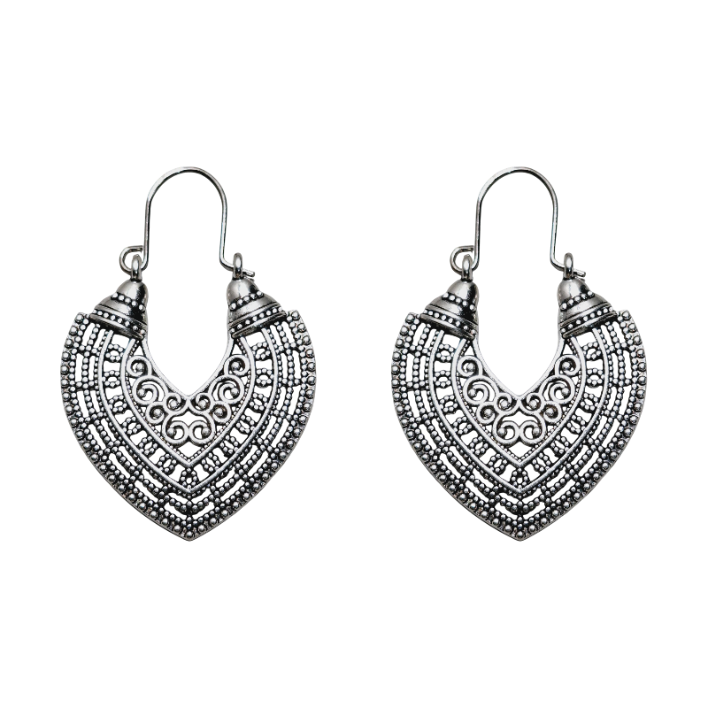Vintage Crescent Filigree Statement Earrings