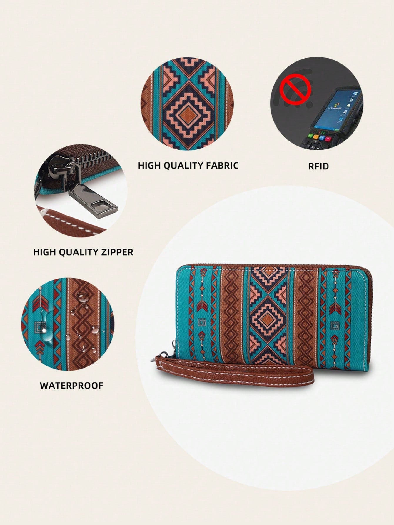RFID Teal Women’s Vintage Bohemian Wallet