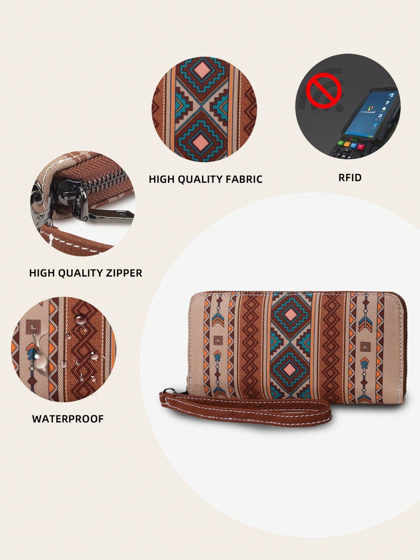 RFID Khaki Women’s Vintage Bohemian Wallet