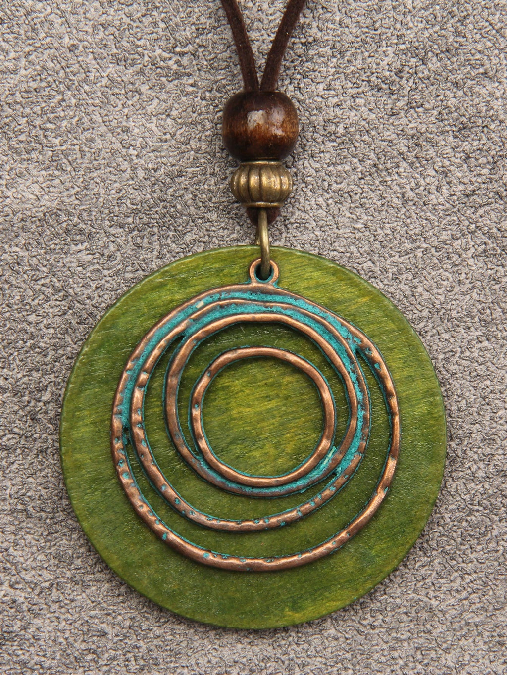 Asymmetrical Wooden Circle Pendant Necklace