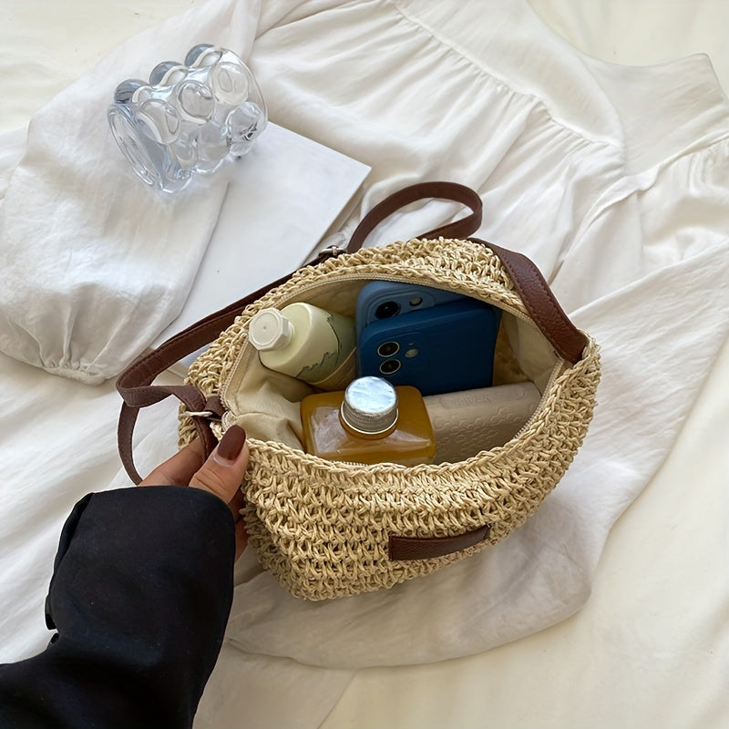 Handmade Woven Rattan Crossbody Bag