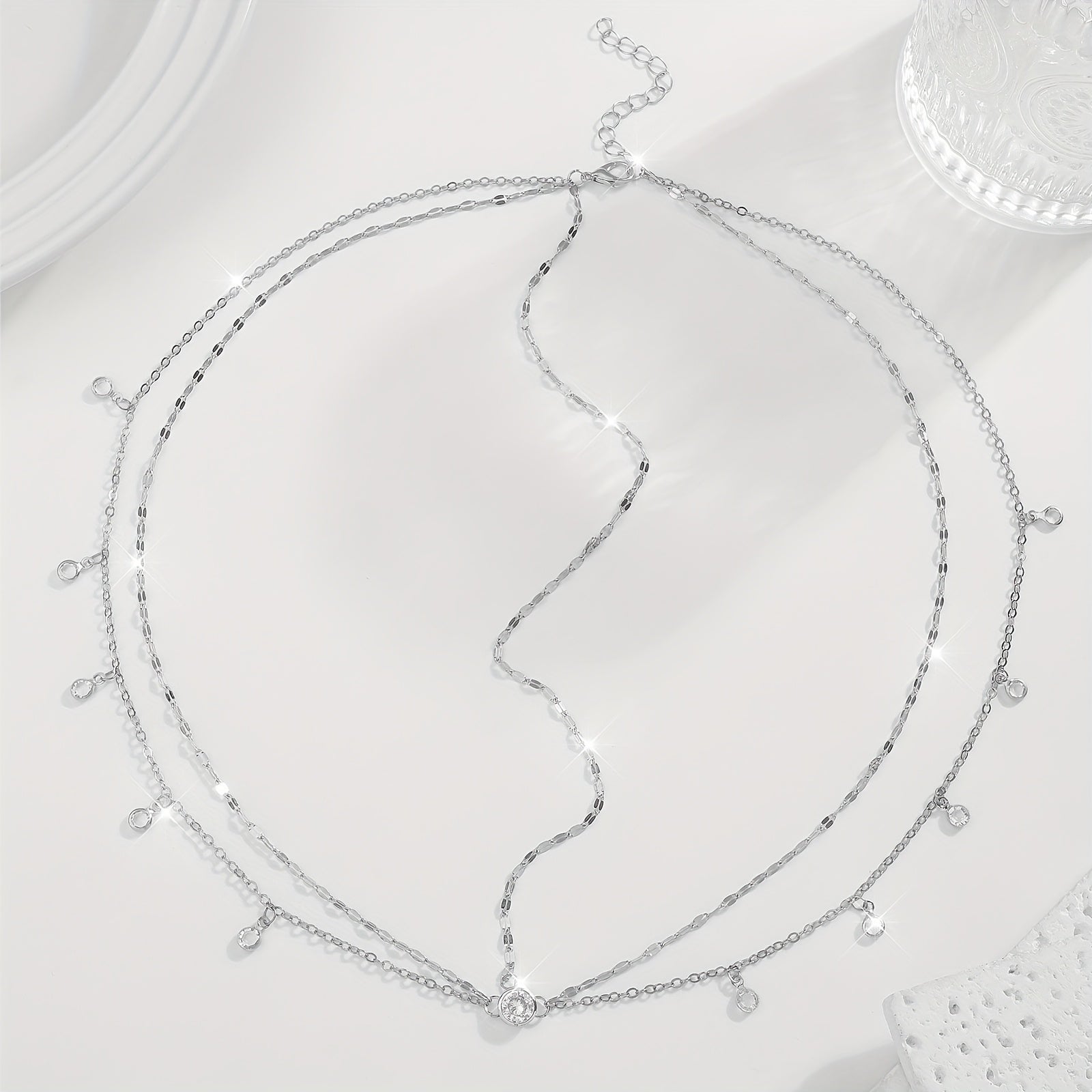 Fairy-style boho head chain with layered design and water diamond sparkle