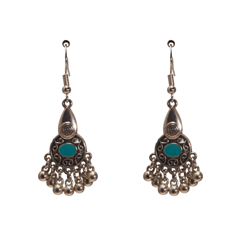 Vintage Turquoise Fringe Drop Earrings