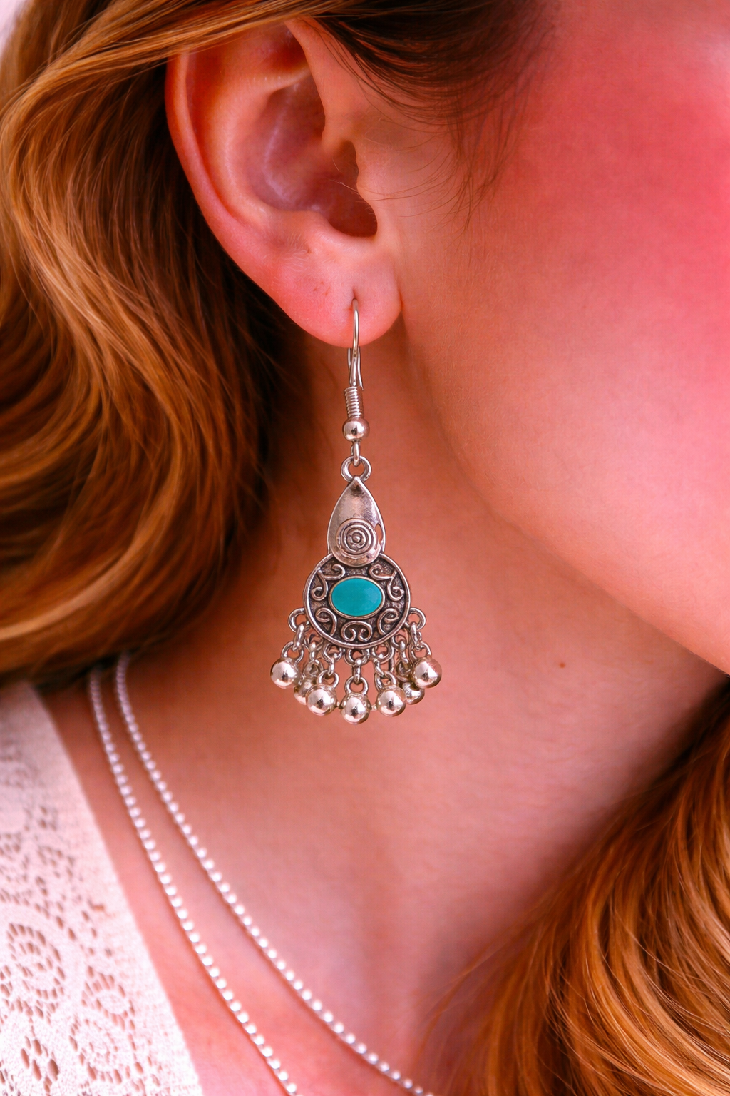 Vintage Turquoise Fringe Drop Earrings