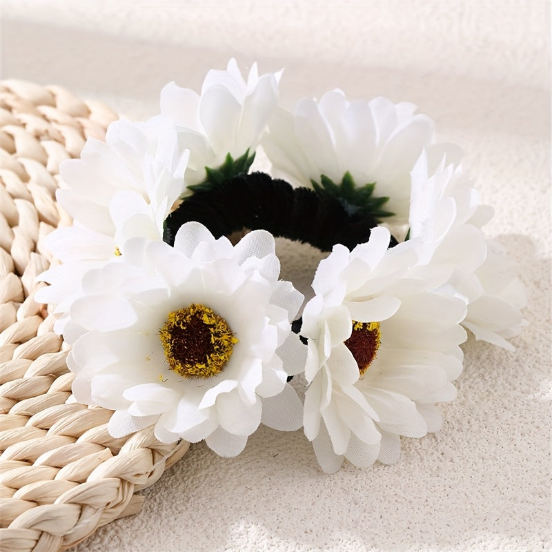 Set of 4 Floral Hair Scrunchies – Sweet Flower Hair Ties for Buns & Ponytails