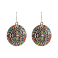 Bohemian Mosaic Disc Drop Earrings