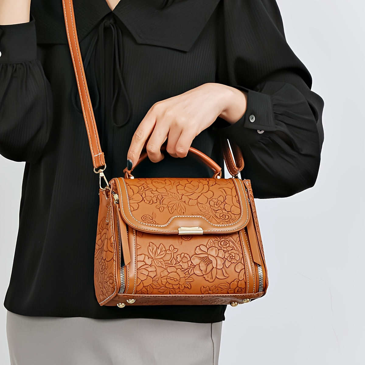 Elegant Floral Embossed Women’s Handbag – Chic, Versatile & Everyday Ready