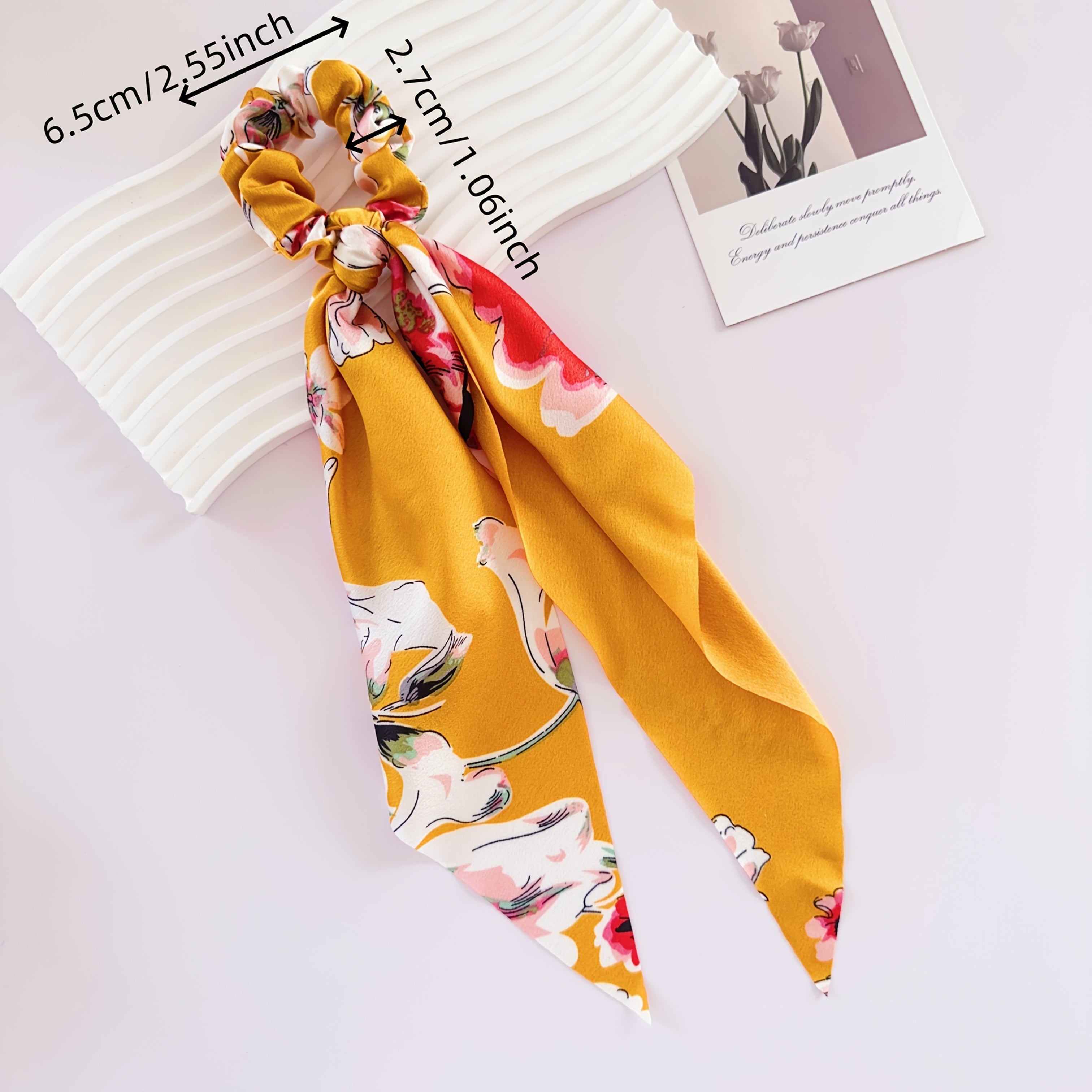 6 x Bohemian Printed Bow Scrunchies–Elegant Floral Hair Ties for Women