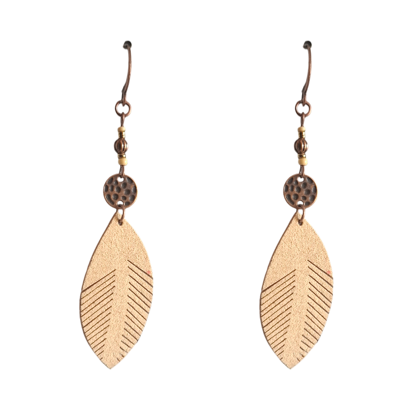 Rustic Leaf Drop Earrings – Earthy Boho Dangle Design