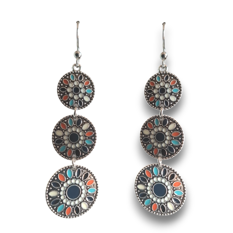 Boho Multi-Disc Mosaic Dangle Earrings