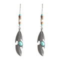 Boho Feather Dangle Earrings with Turquoise Accent