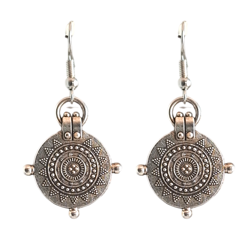 Boho Tribal Medallion Dangle Earrings