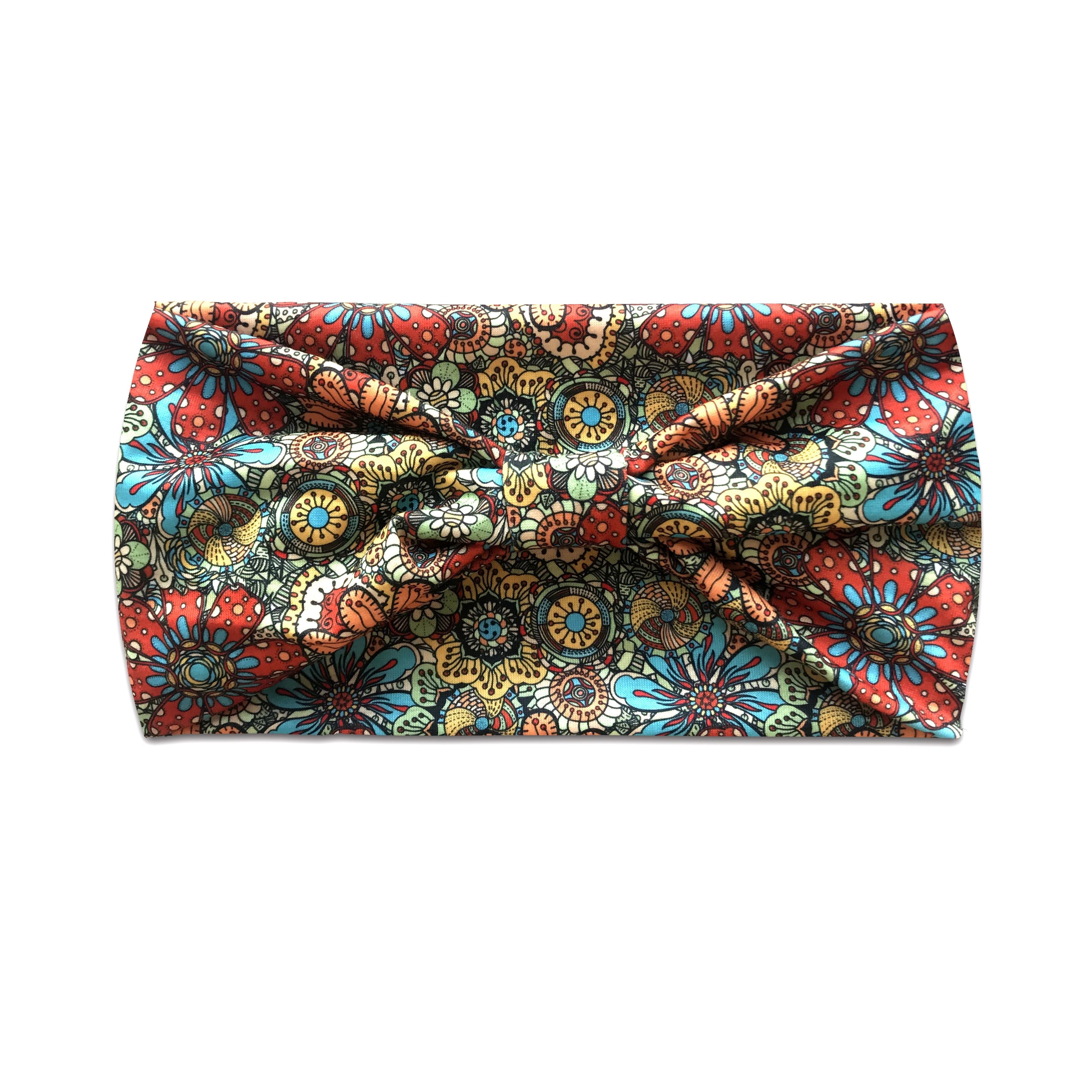 Vintage Colourful floral twisted headband with elastic turban design.