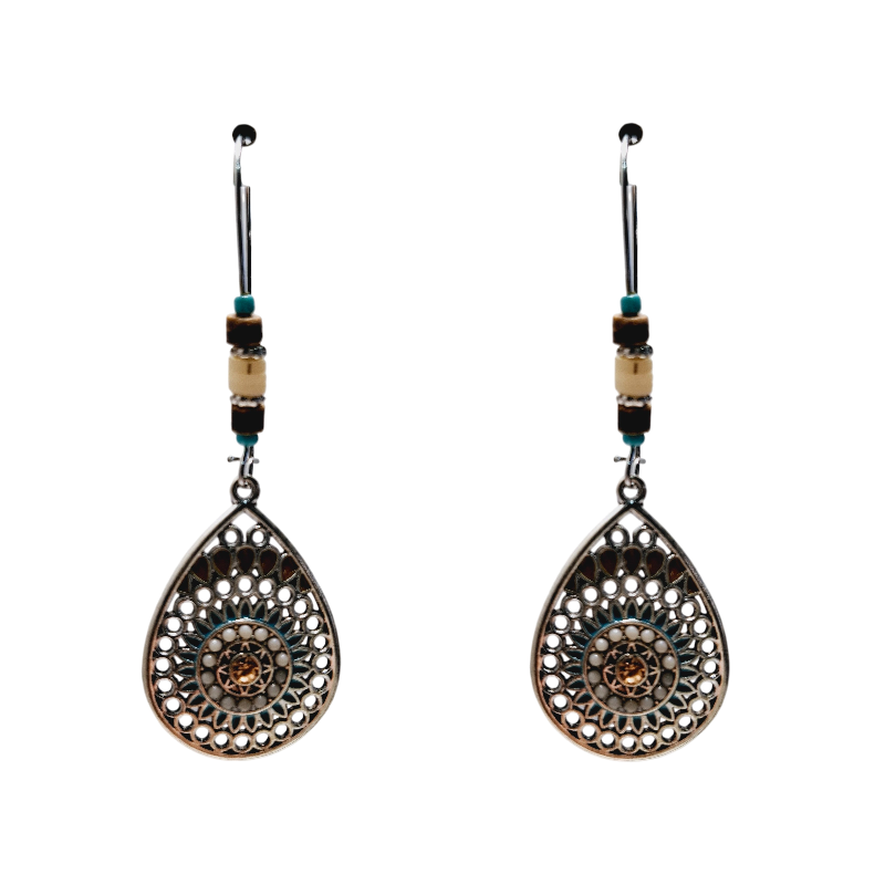 Vintage Filigree Teardrop Dangle Earrings