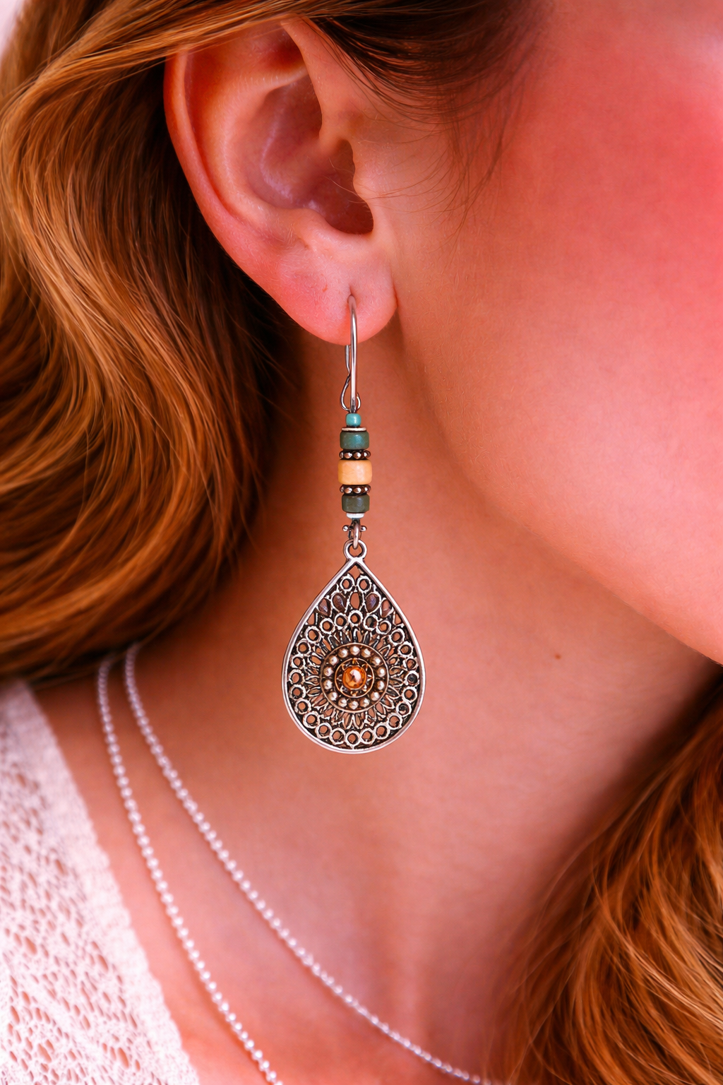 Vintage Filigree Teardrop Dangle Earrings
