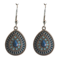 Boho Teardrop Inlay Dangle Earrings with Turquoise Accents