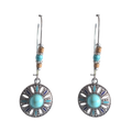 Boho Round Turquoise Medallion Dangle Earrings