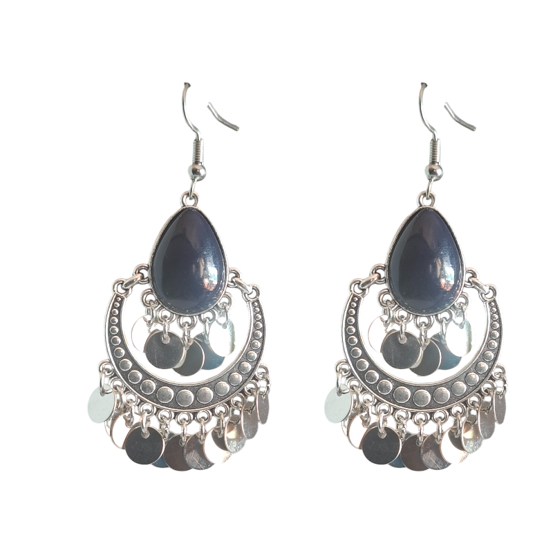 Boho Teardrop Chandelier Dangle Earrings with Disc Details