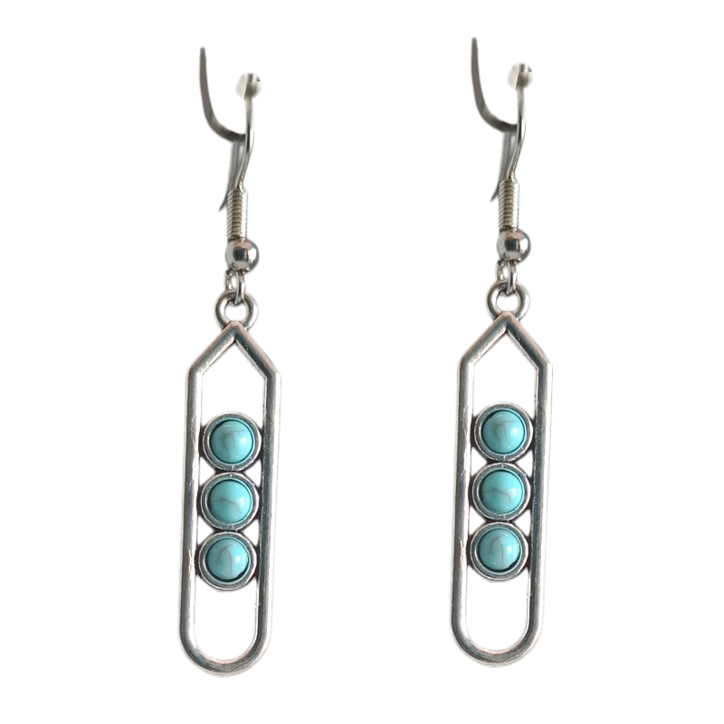 Minimalist Triple Turquoise Bar Drop Earrings