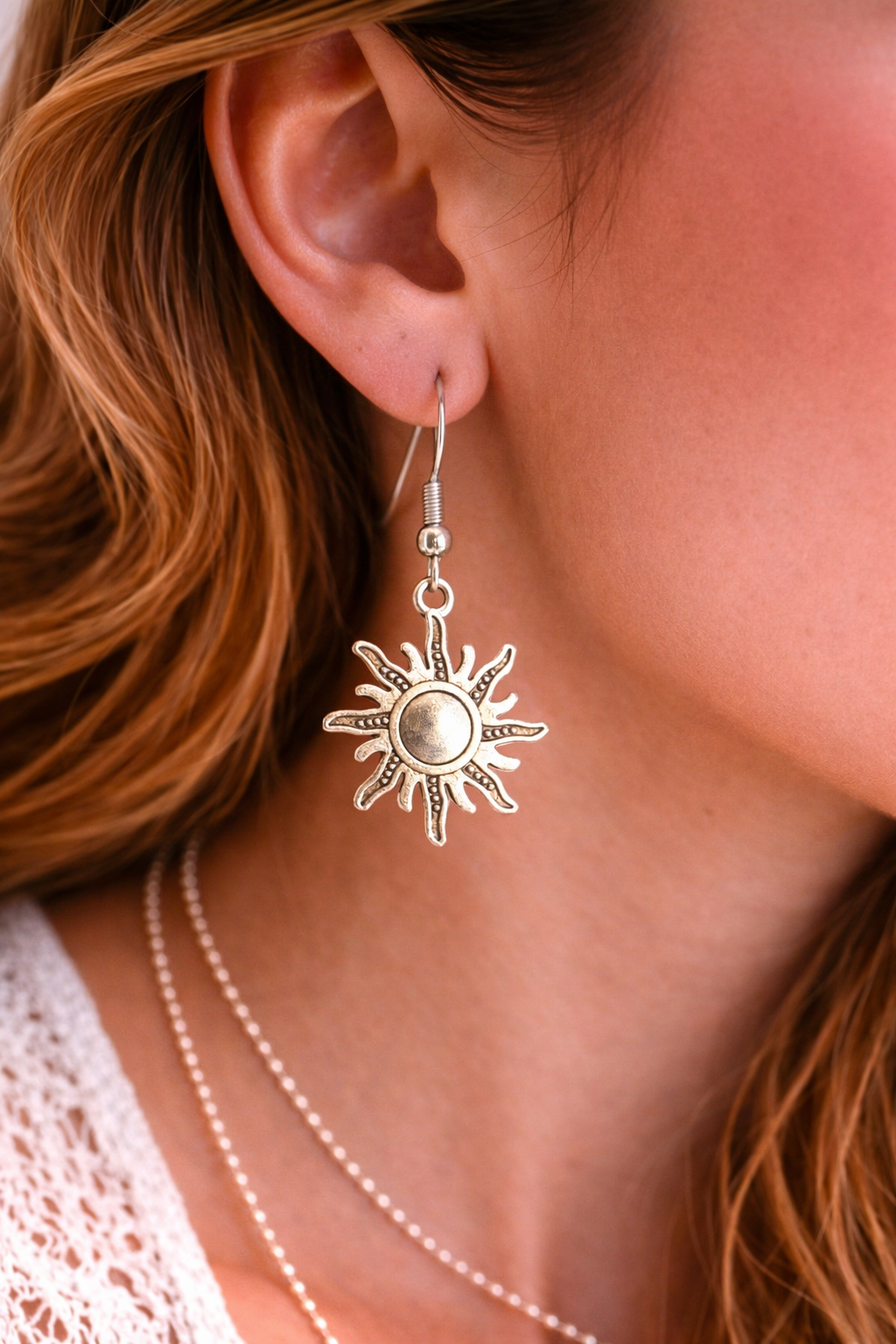 Boho Sunburst Charm Dangle Earrings