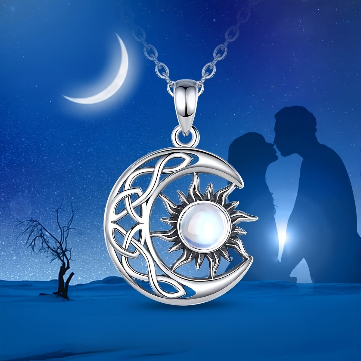 Bohemian Moon & Sun Pendant Necklace – Elegant Women's Jewellery