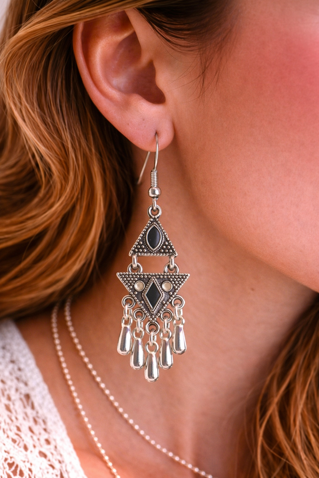 Boho Geometric Fringe Dangle Earrings
