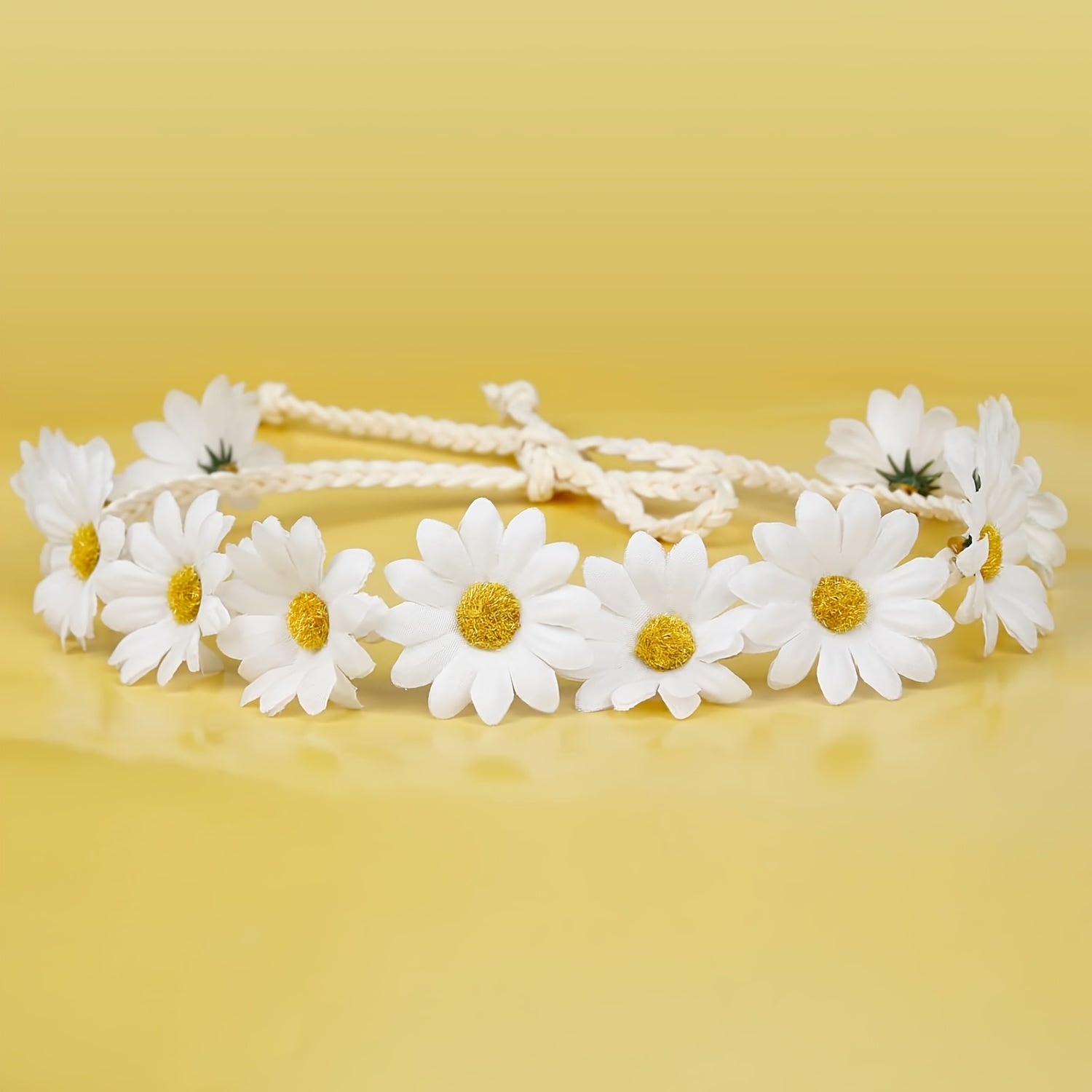 2-pack sunflower and daisy flower crown headbands with adjustable tie-back