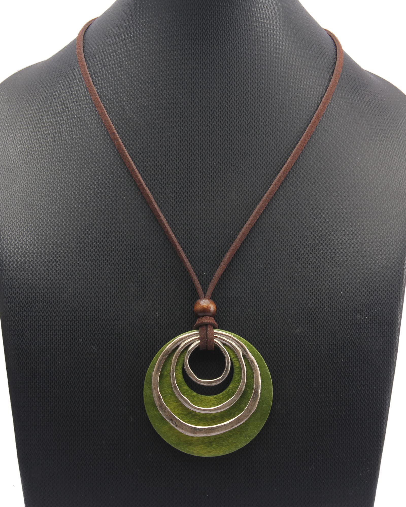 Bohemian Round Wooden Pendant Necklace