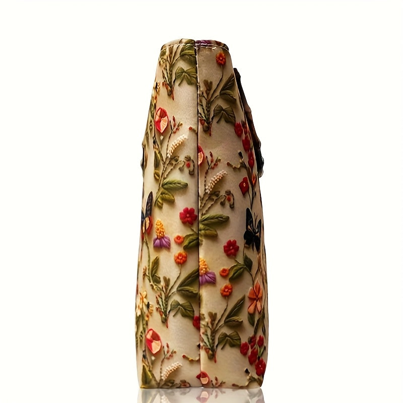 Bohemian Floral Embroidered Large Capacity Tote Bag for Everyday Use, Shopping & Travel