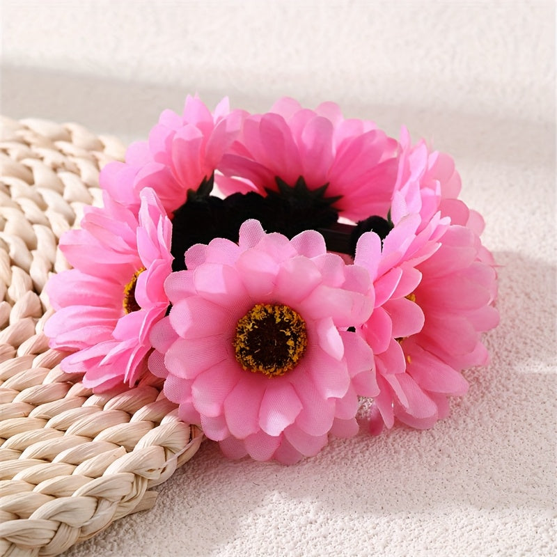 Set of 4 Floral Hair Scrunchies – Sweet Flower Hair Ties for Buns & Ponytails