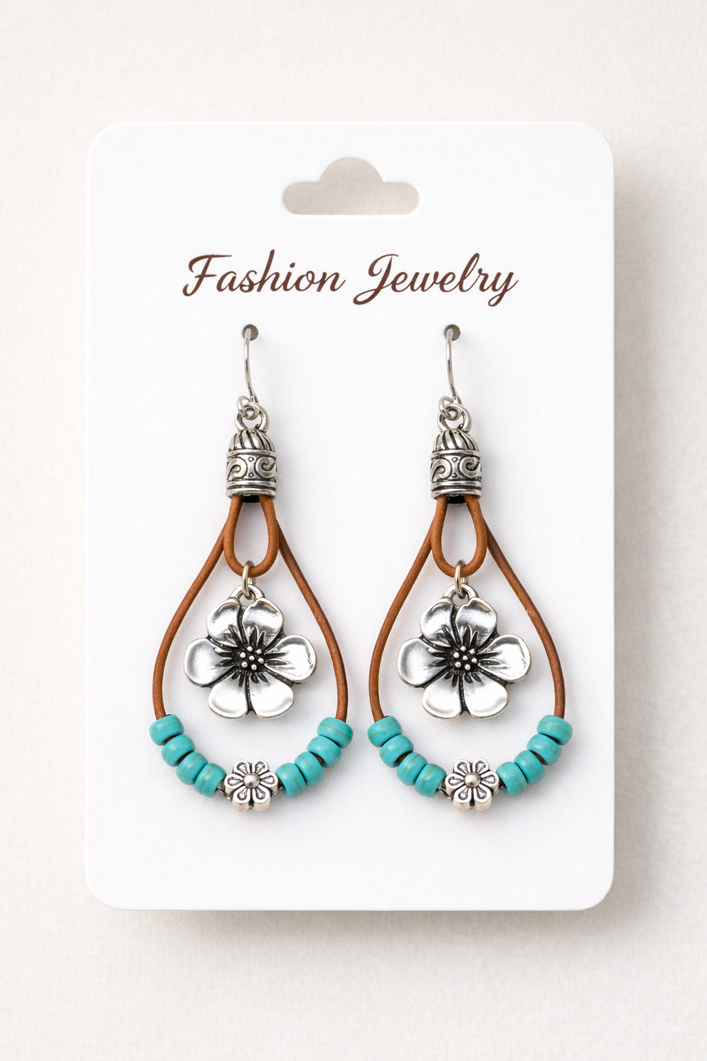 Plum Blossom Pendant With Turquoise Beads Earrings