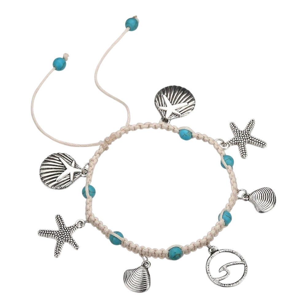 Beach-Style Starfish Anklet – Braided Bohemian Charm Anklet