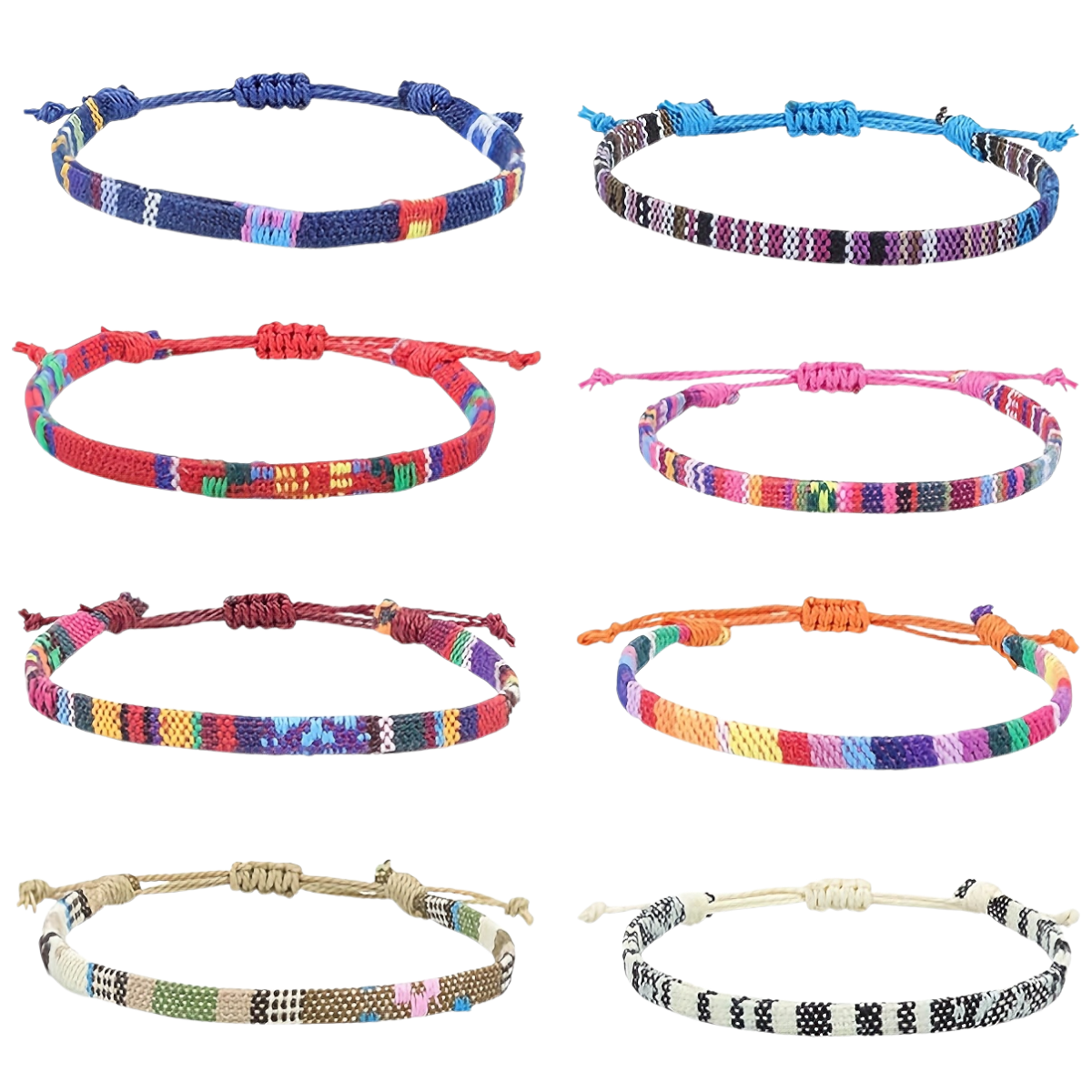 Bohemian Hand-Woven Anklet Set – 8pcs Adjustable Vintage Ethnic Ankle Bracelets