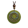 Green pendant with concentric circles on a white background