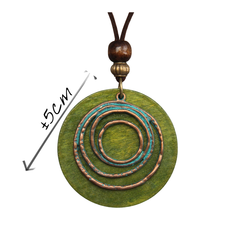 Asymmetrical Wooden Circle Pendant Necklace