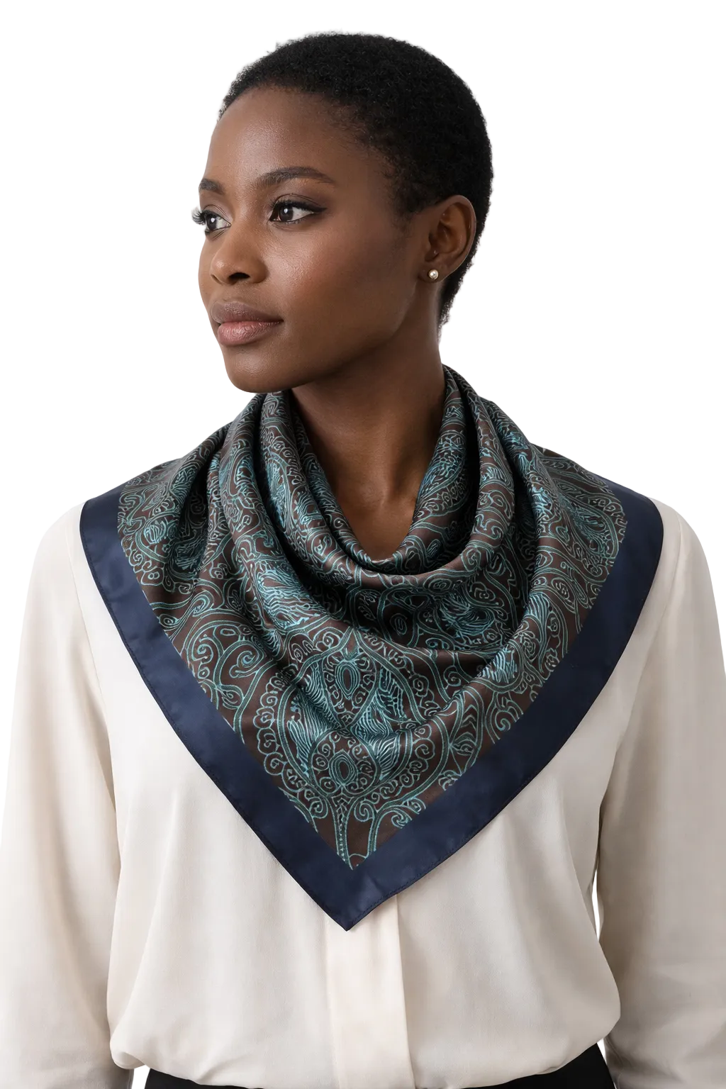 Bohemian Blue Color-Block Square Scarf – Lightweight Neck & Hair Scarf