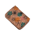 Bohemian Mini Zip Wallet with Artistic Flower Design