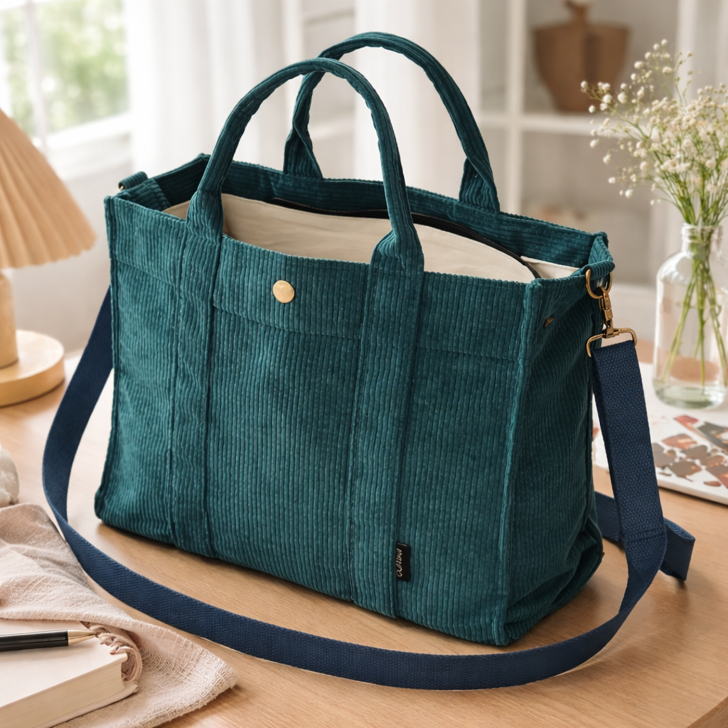 Original Autumn & Winter Thick Corduroy Tote Bag for Daily Use and Casual Styling