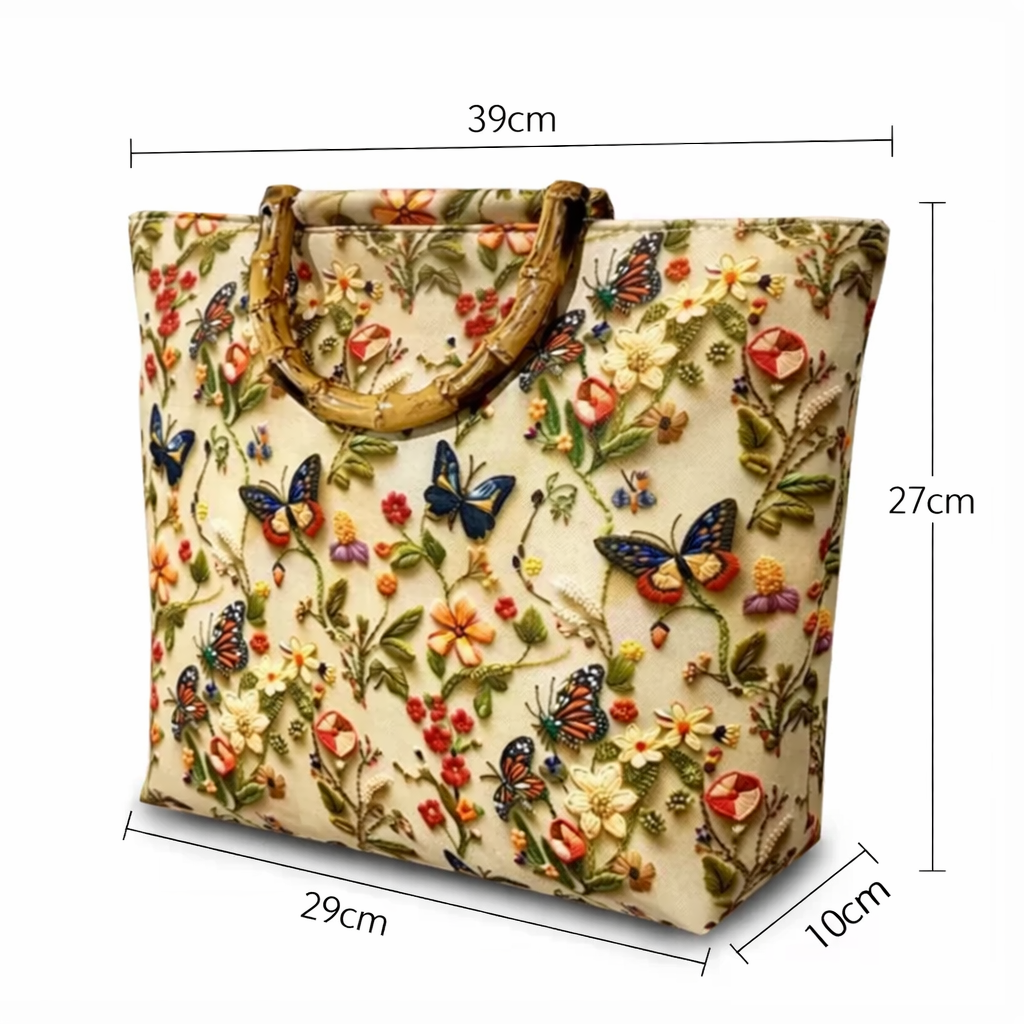 Bohemian Floral Embroidered Large Capacity Tote Bag for Everyday Use, Shopping & Travel