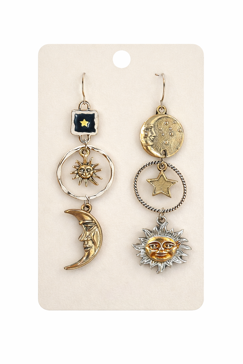 Retro Creative Moon & Sun Long Pendant Earrings