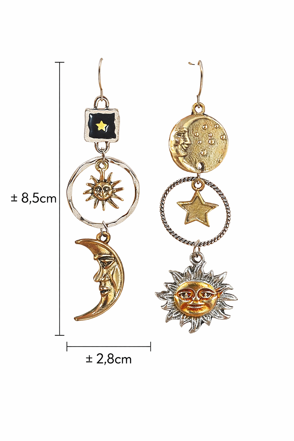 Retro Creative Moon & Sun Long Pendant Earrings