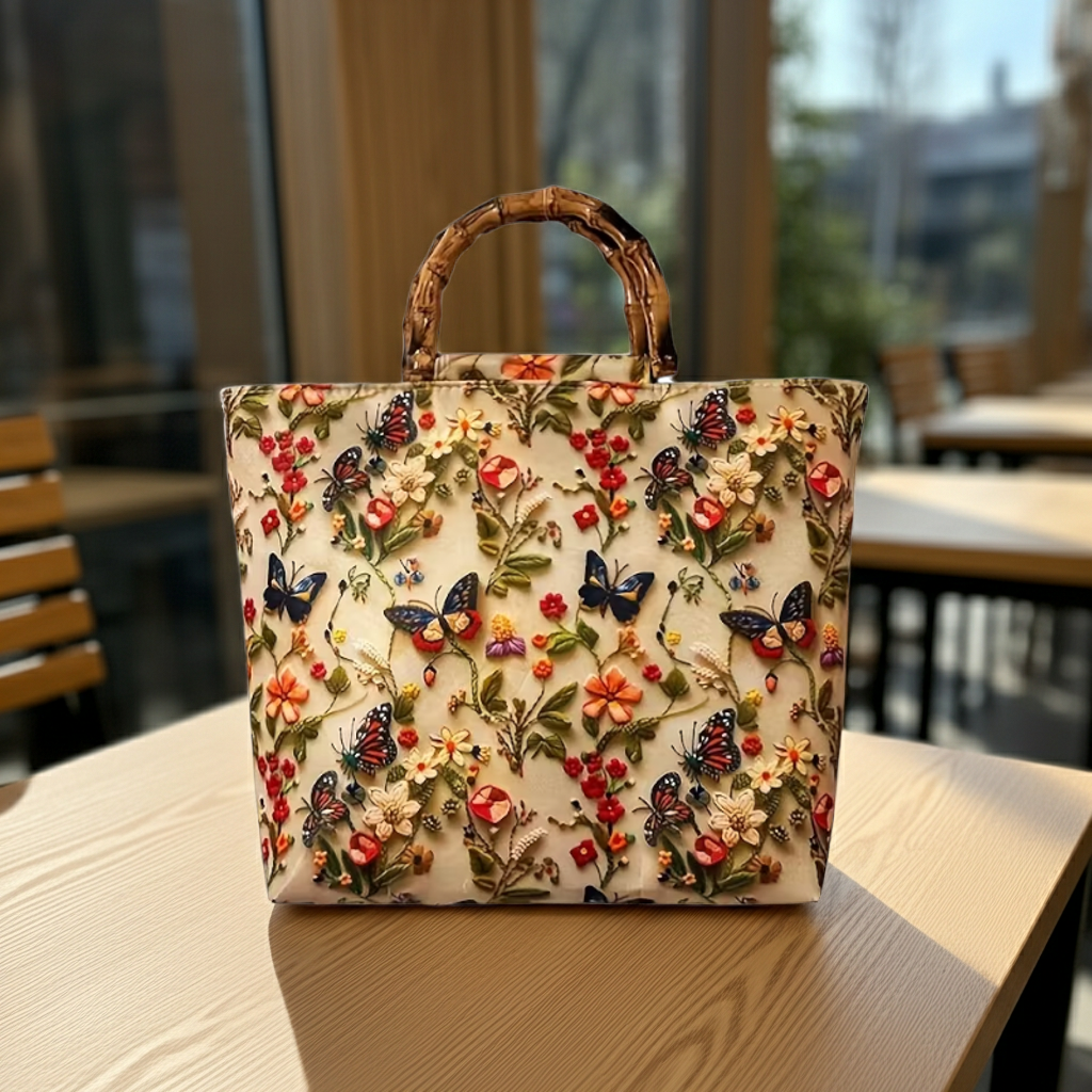 Bohemian Floral Embroidered Large Capacity Tote Bag for Everyday Use, Shopping & Travel