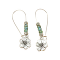 Flower Drop Earrings with Turquoise Beads