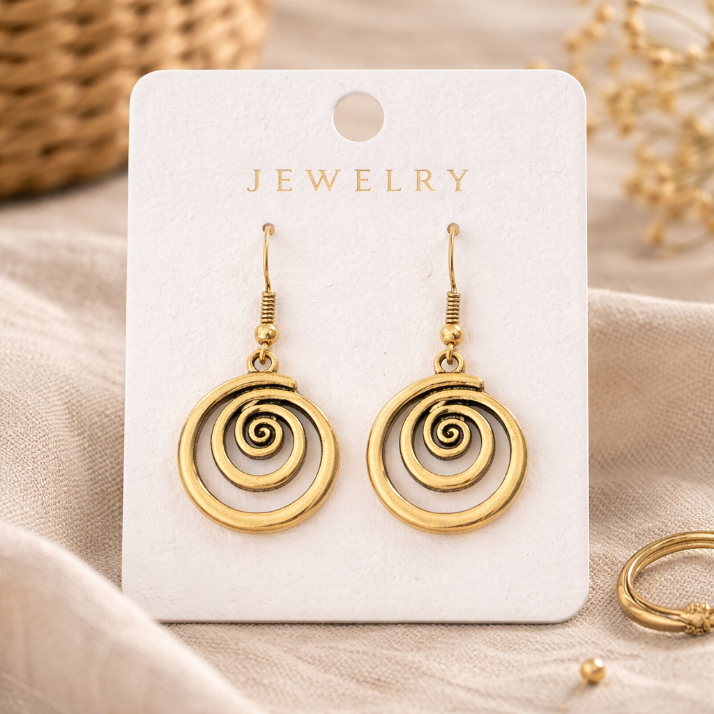 Vintage Geometric Round Hollow Spiral Earrings
