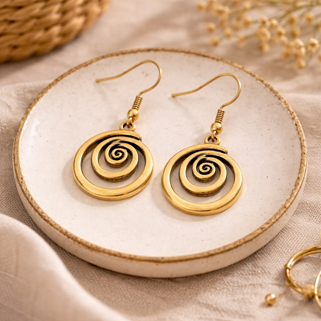 Vintage Geometric Round Hollow Spiral Earrings