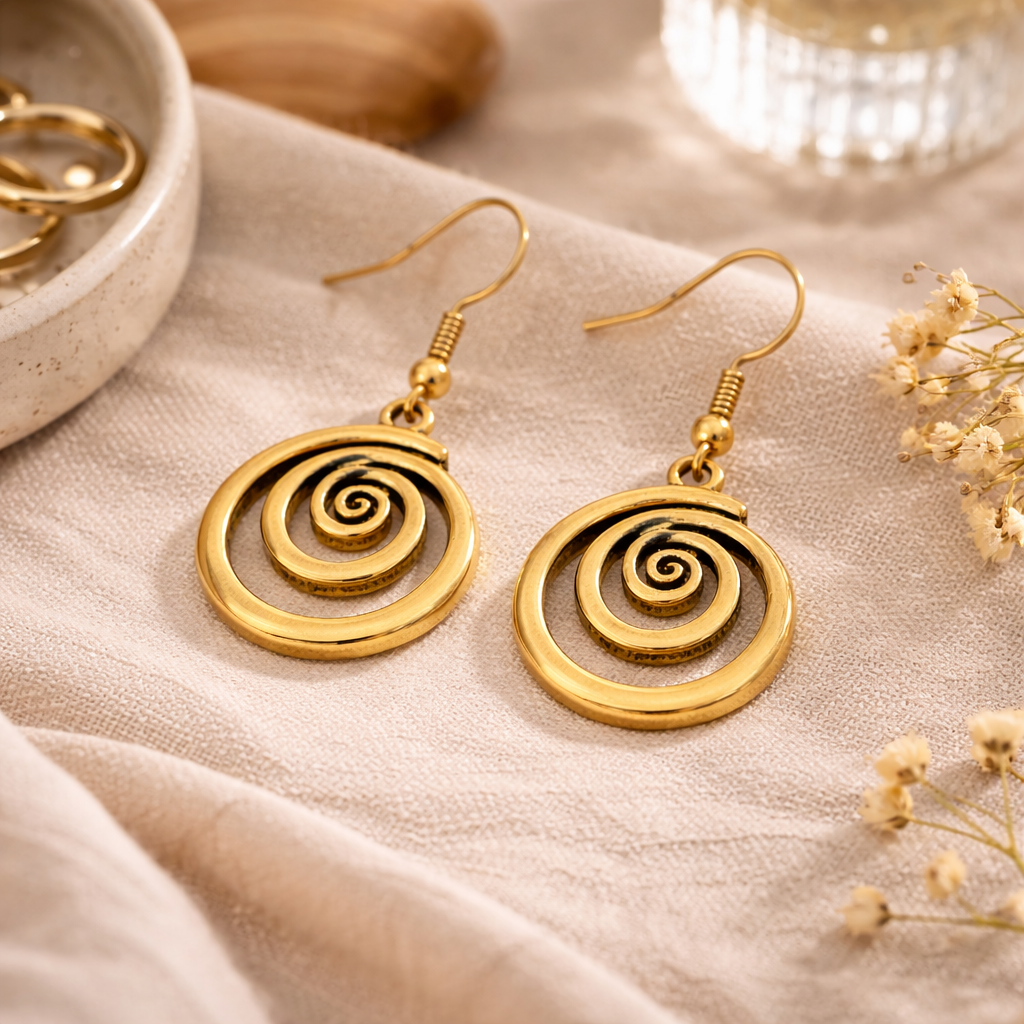 Vintage Geometric Round Hollow Spiral Earrings