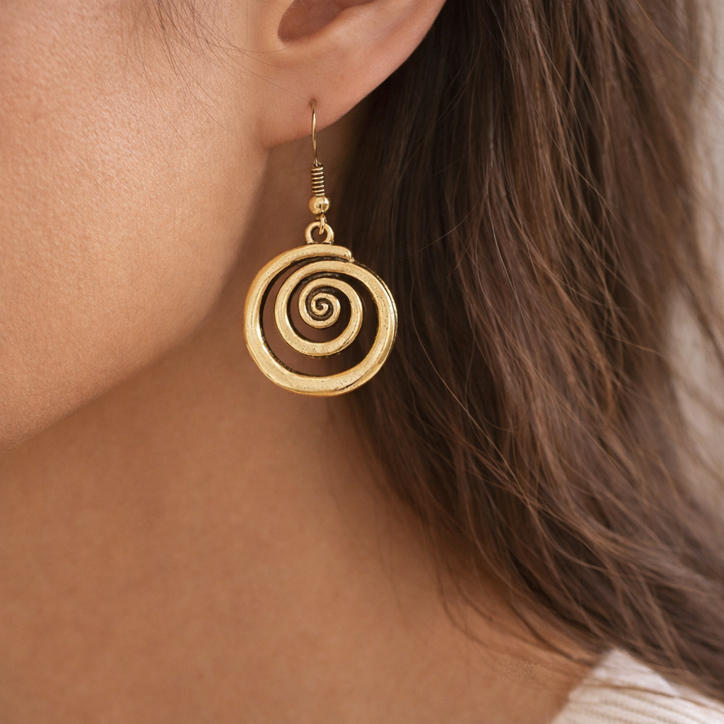 Vintage Geometric Round Hollow Spiral Earrings