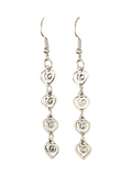 Vintage Geometric Heart & Swirl Dangle Earrings